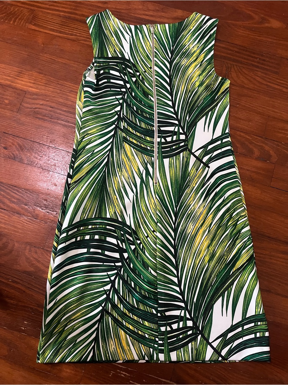 Worthington Green and Yellow Palm Print Sheath Dress Size 8 - Picture 2 of 4
